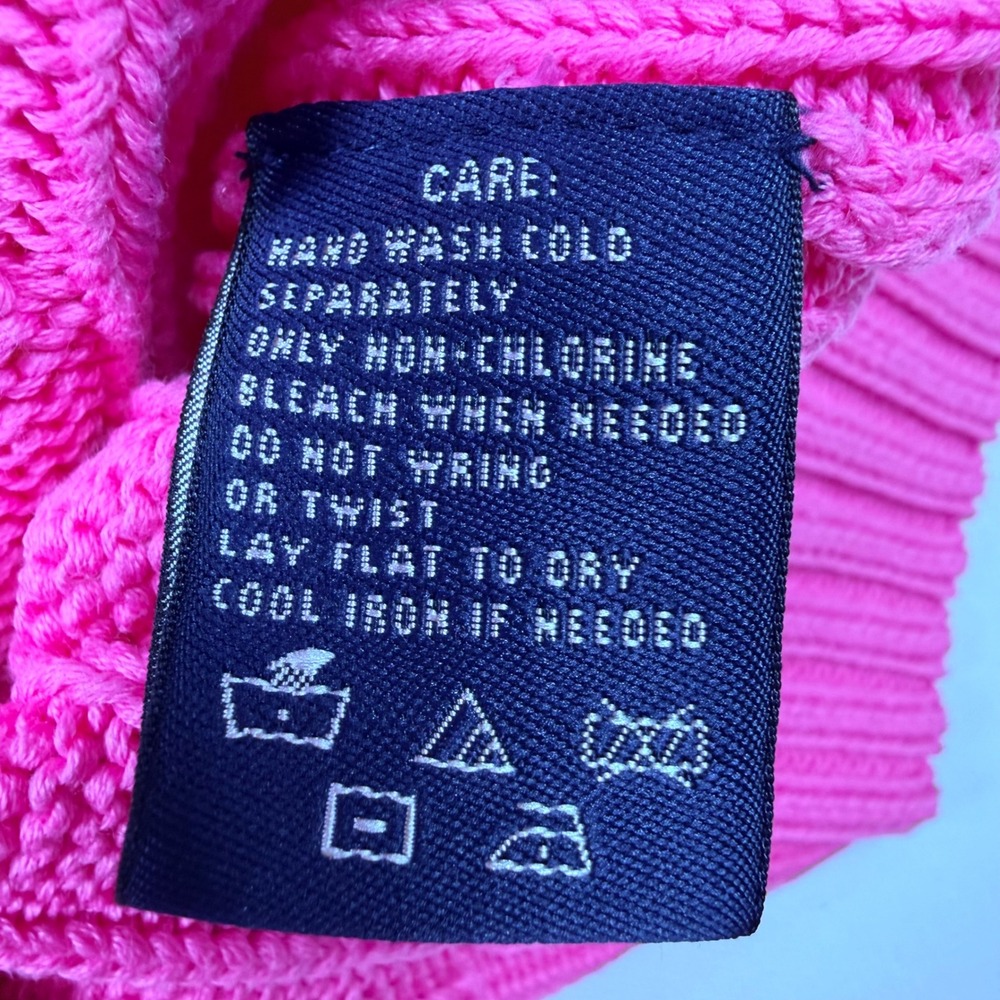 Ralph Lauren Sport Sweater Womens L Hot Pink Excellent V-Neck Cable Knit Cotton - Picture 9 of 11